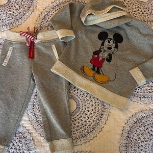 Mickey Mouse Gray Hooded Kids Jogger Set - Brand: Monnalisa